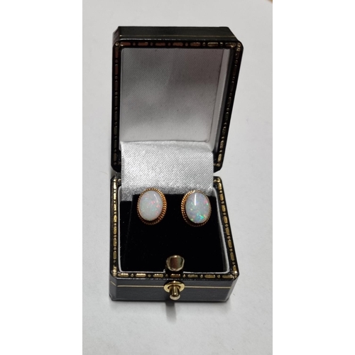 22c - A nice pair of antique Gold and Opel Earrings.