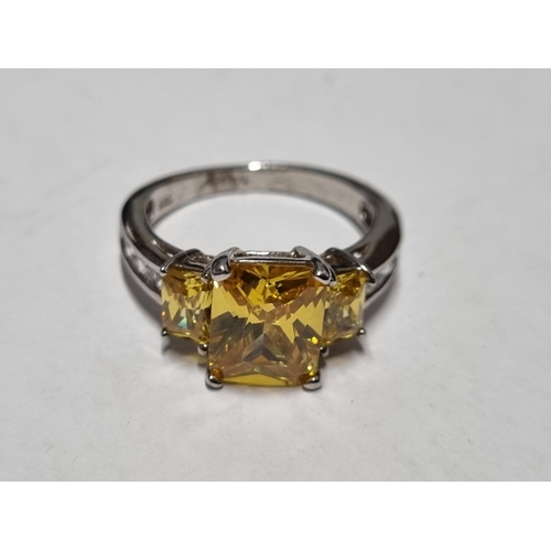 26a - A Silver and Citrine Ring. Size P1/2.