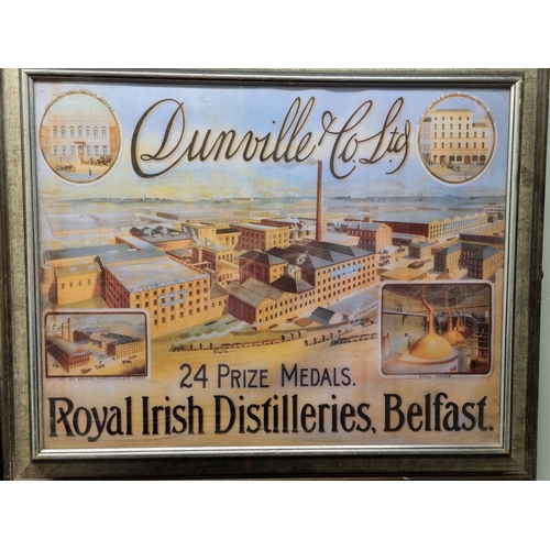 32 - A Royal Irish Distilleries of Belfast Dunville and Co. Whiskey Advertisement in an old frame. 66 x 8... 