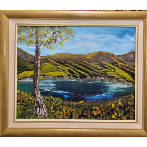 37 - A 20th Century Oil on Canvas of a lake scene, Signed G Guley. Dated '06. along with an oleograph sce... 