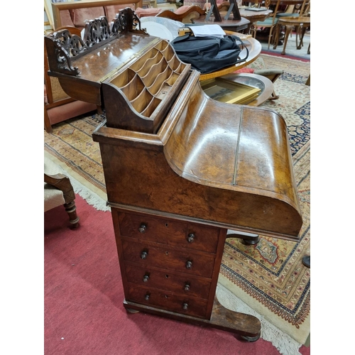 39 - A Superb 19th Century Walnut & Burr Walnut 'Jack in the box' Davenport with rise and fall back movem... 