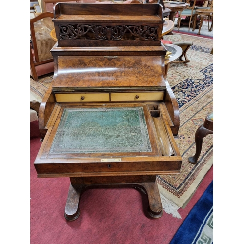 39 - A Superb 19th Century Walnut & Burr Walnut 'Jack in the box' Davenport with rise and fall back movem... 