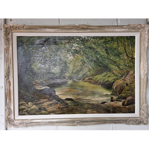 59 - A 20th Century Oil on Canvas of a river scene in a limed frame. No apparent signature. Dawson galler... 