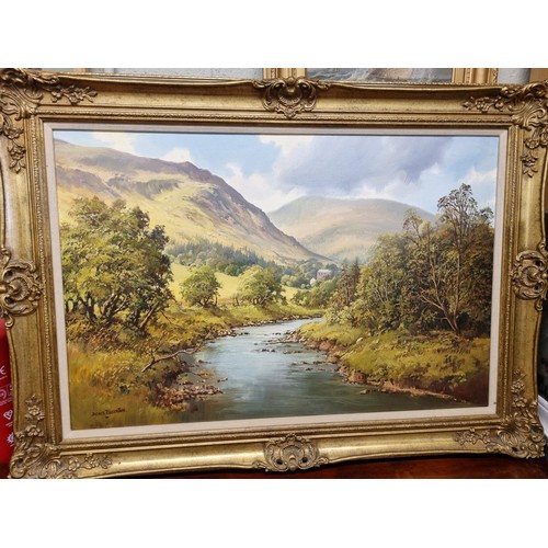 60 - Denis Thornton b1937. A large Oil on Canvas of Glenmalure Co Wicklow. Signed lower left. 51 x 76 cms... 
