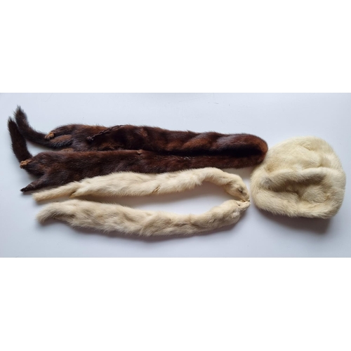 19 - Three Fur Stoles along with a Fur Hat.