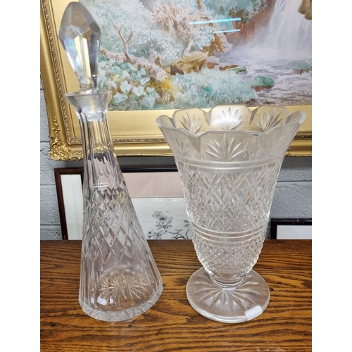 36 - A Waterford Crystal Vase along with a Crystal Decanter.