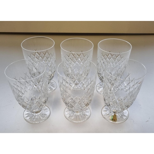 46 - A set of six Waterford Crystal Glasses. H 10 cm approx.