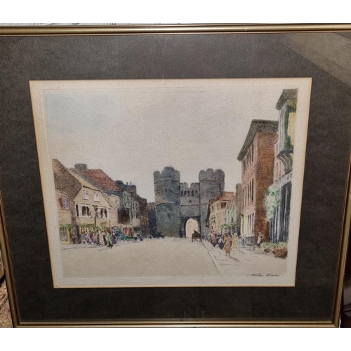 101 - A 19th Century hand coloured Engraving of a street scene. Signed Tallon Winter. RBA with a museum ga... 