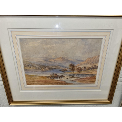 122 - A 19th Century Watercolour of a man with a net fishing beside a weir. No apparent signature. 21 x 31... 