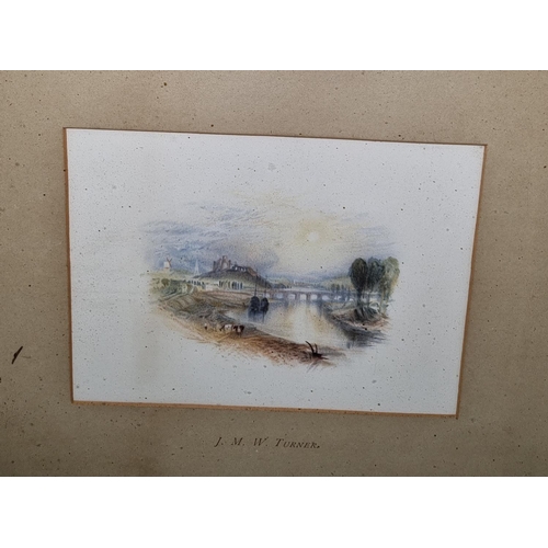 54 - In the manner of J M W Turner, a pair of 19th Century Watercolours of lake scenes, with inscription ... 