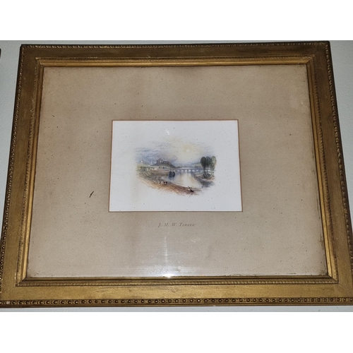 54 - In the manner of J M W Turner, a pair of 19th Century Watercolours of lake scenes, with inscription ... 