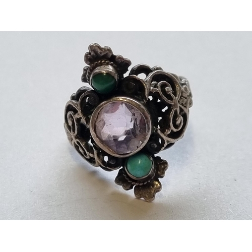 84 - A vintage Silver and Stone set Ring, size L1/2.