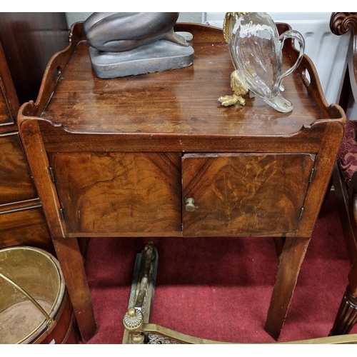 116 - A Georgian Mahogany two door Side Cabinet with gallery top. H 78 x D 46 x W 56 cm approx.