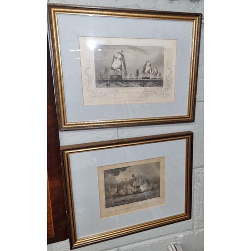 125 - Two 19th Century coloured Engravings of ships in full sail. Frames 31 x 38 cm approx.