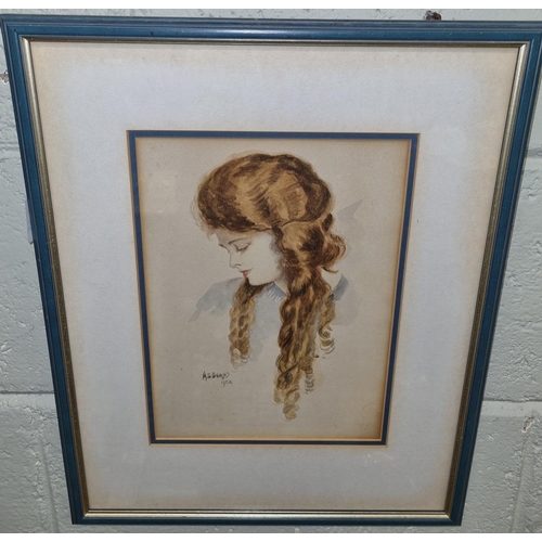138 - An early 20th Century Watercolour of a beautiful Woman by A E Beales. Signed LR and dated 1923. 28 x... 