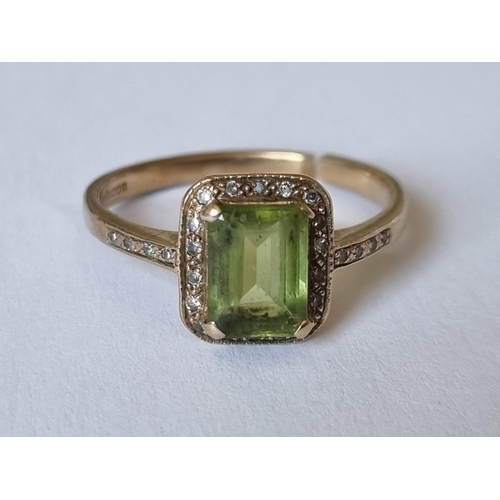 24 - A 9ct Gold and Peridot Ring  size P. Band needs repair. Total weight 2.83 gms.