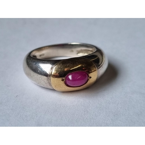 36 - A Silver and gem set Ring, size N.