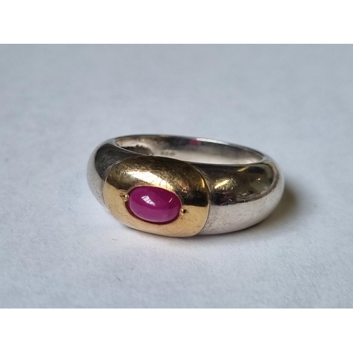 36 - A Silver and gem set Ring, size N.