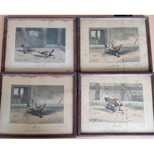 3 - A Set of Eight 19th Century Colour Plates after Henry Alken Cock Fighting - Plates 1-8 Each 15 x 20c... 