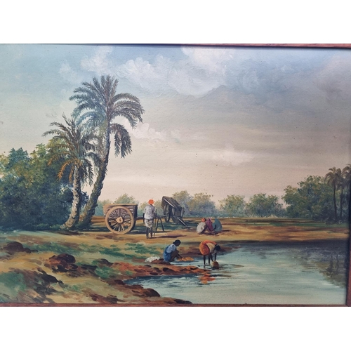 705 - A set of four 20th Century Oil on Panels of African scenes by N. A David. Signed LR. 31 x 44 cm appr... 
