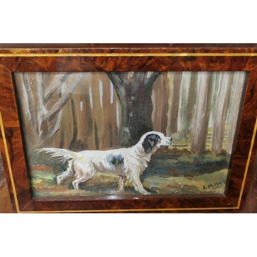 754 - A mid 20th Century Oil on Board of a Llewellin Setter monogrammed A M dated 1947.