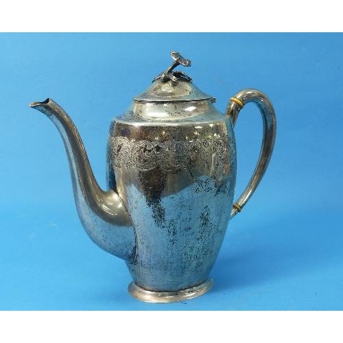 1 - A Swedish silver Teapot, by Karl Anderson, hallmarked Stockholm, 1934, of tall ovoid form, the plain... 