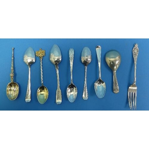 10 - A quantity of silver Flatware, including a Diamond Jubilee commemorative child's spoon and fork, Lon... 