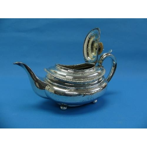 35 - A George IV silver Teapot, by Rebecca Emes & Edward Barnard, hallmarked London, 1824, of ovoid form ... 
