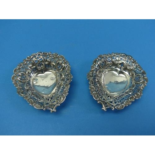 42 - A near matched pair of pretty Victorian silver Bon Bon Dishes, by George Nathan & Ridley Hayes, hall... 