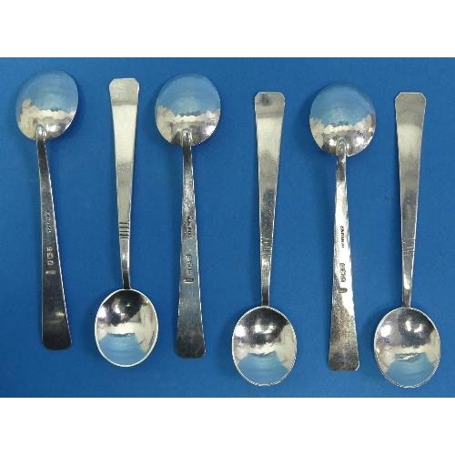 8 - Joyce Rosemary Himsworth; A set of Elizabeth II silver Coffee Spoons, hallmarked Sheffield, 1954, in... 