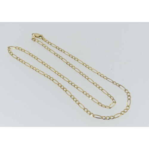177 - A 9ct yellow gold Chain, formed of flattened link, approx weight 4g.