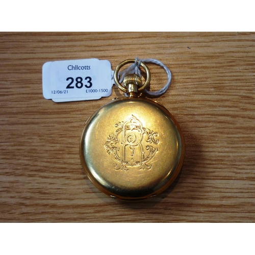 283 - An 18ct gold gents open faced Chronograph Pocket Watch, by McInnes Bros. Glasgow & Newcastle, th... 