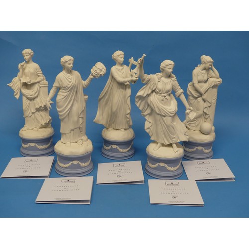 57 - A quantity of Wedgwood; The Classical Muses Collection, comprising Callilope 84/12500; Thalia 257/12... 