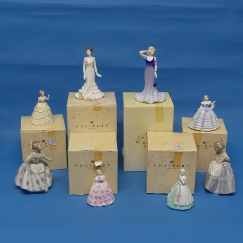 53 - A small quantity of Coalport Ladies, to include Crystal, Minuette Tina, Debutante Paula, most with b... 