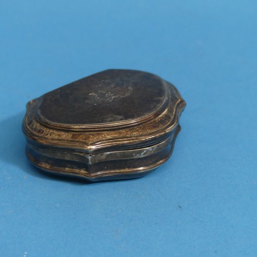 8 - A 19thC silver Snuff Box, marks worn, lion passant and partial date letter only, of shell form, the ... 