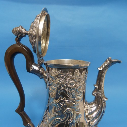 56 - An 18thC Irish silver Coffee Pot, hallmarked for Dublin and with Hibernia mark, no makers mark or da... 