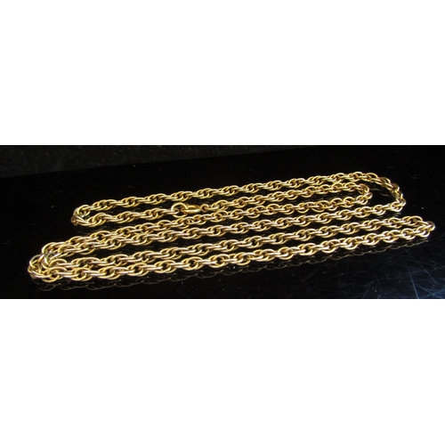 5039 - A gold rope twist necklace, marks rubbed, 60cm long, 13.7g