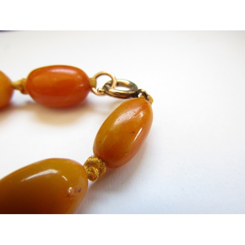 5048 - Two amber bead necklaces, 60cm and 66cm long, 63.6g total