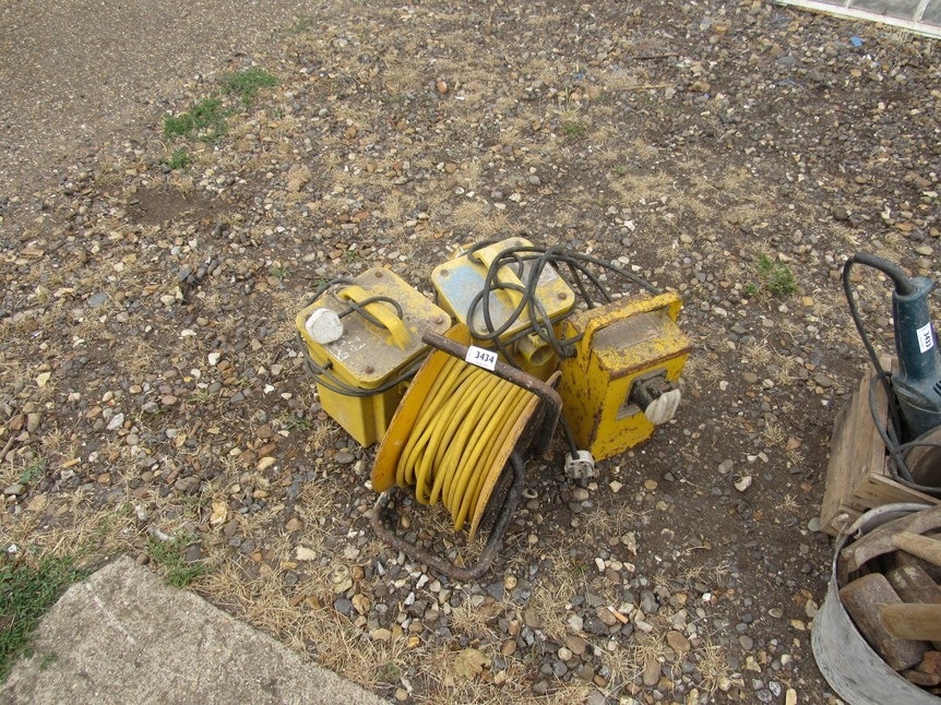 Three 110v transformers and a cable reel auctions & price archive