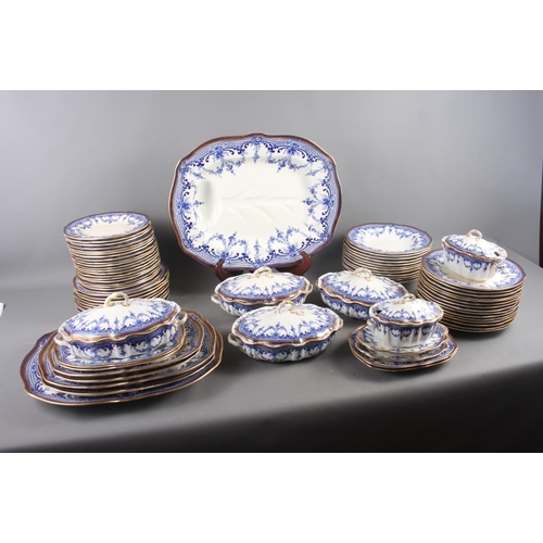 35 - A Royal Crown Derby blue and white part dinner service, decorated floral swags with gilt borders, ei... 