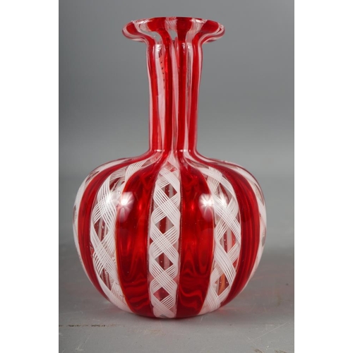 44 - A Venetian Lattimo glass vase with flared rim, 4