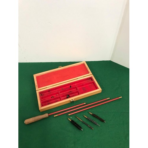58 - Small wooden cased Gun Cleaning Kit
