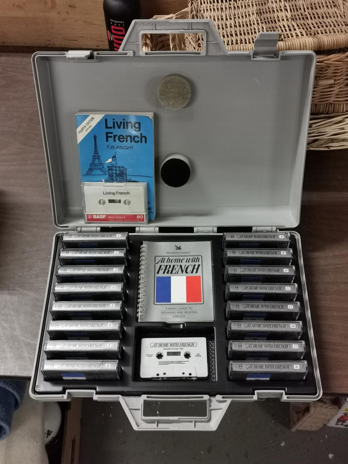 Reader's Digest At home with French, language tape set in case