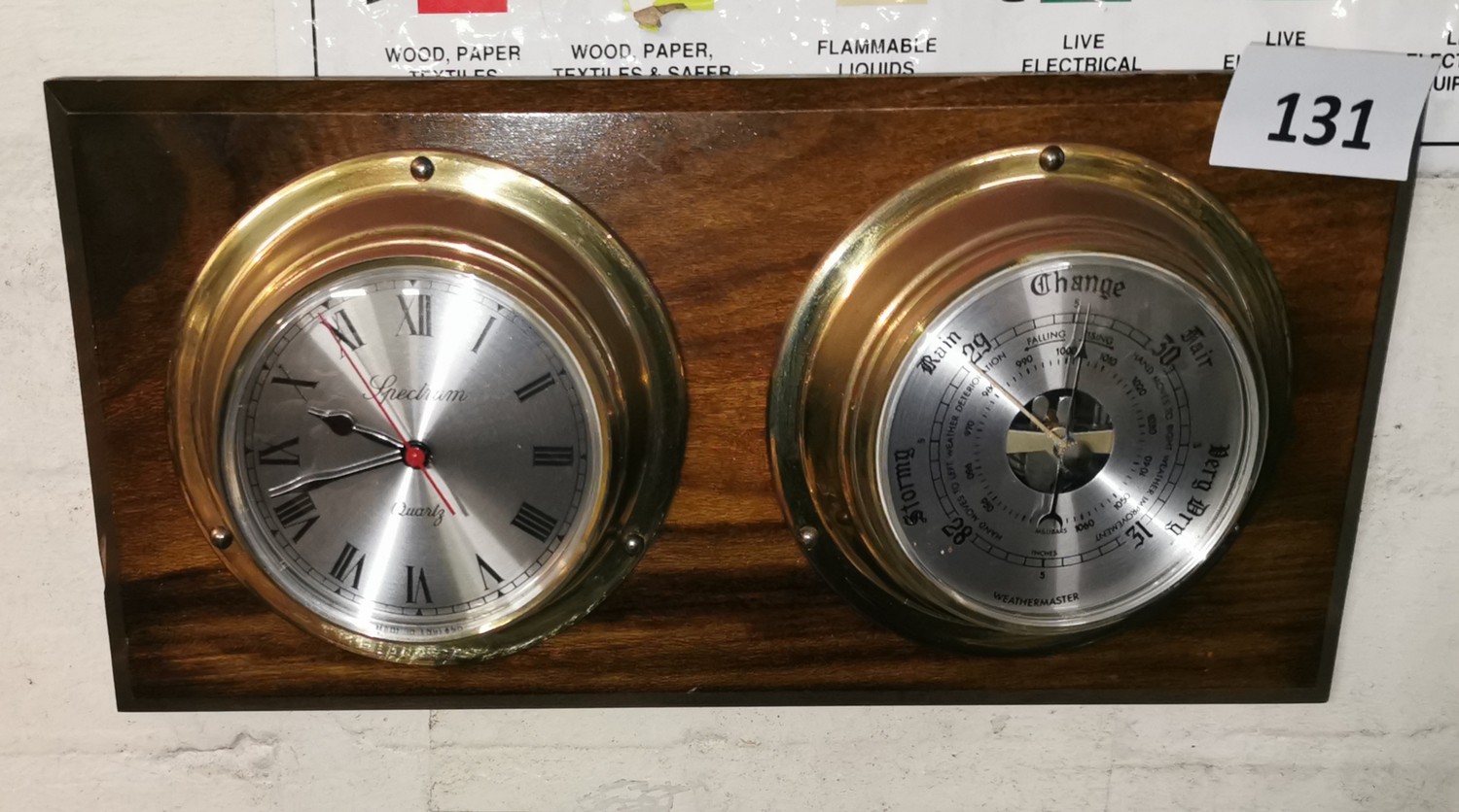 Spectrum quartz brass ships clock and Weathermaster brass barometer on