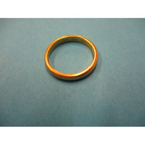 34 - A 22ct yellow gold wedding band, approx. weight 3.6g approx. ring size ‘L1/2’ approx. width 2.9mm