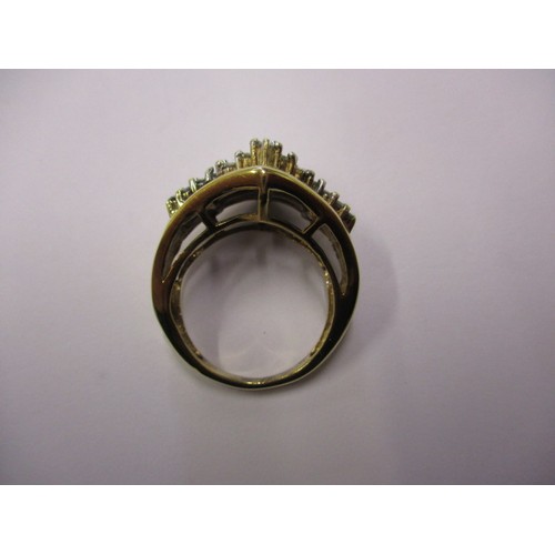 22 - A 14ct gold ring set with multiple various cut diamonds, approx. ring size M approx. weight 5.8g, in... 