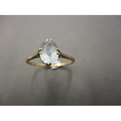 25 - An antique 9ct gold ring set with a pale blue stone, approx. weight 1.5g approx. ring size P, in pre... 