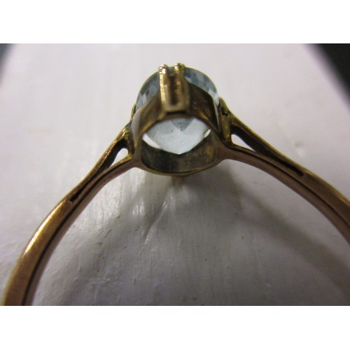 25 - An antique 9ct gold ring set with a pale blue stone, approx. weight 1.5g approx. ring size P, in pre... 
