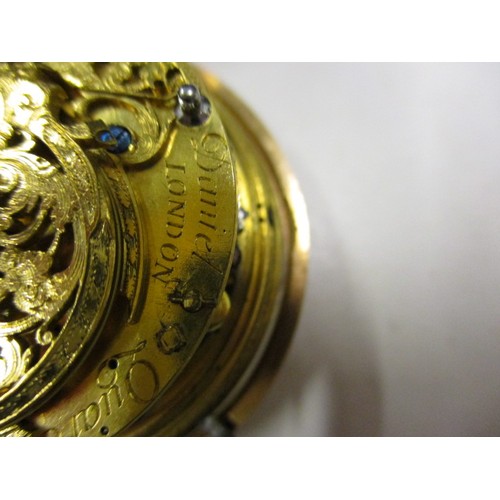 55 - Daniel Quare, London: A very fine gold  repeating pair cased fusee pocket watch circa 1710. Watch No... 
