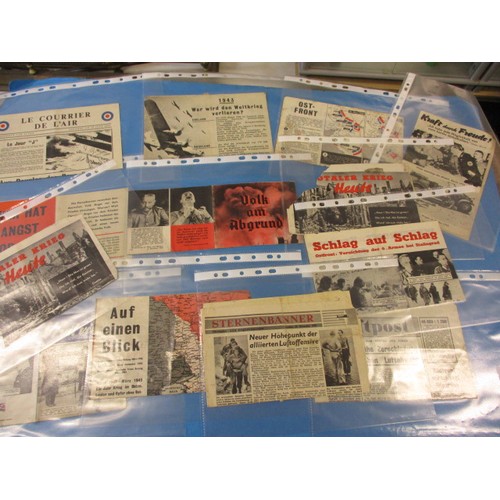 A quantity of genuine WWII propaganda leaflets, mostly in German, all with age-related marks